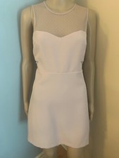 EXPRESS 8 M Blush Pink SLEEVELESS SHEATH DRESS Sheer Dotted Net Cutouts Yokes