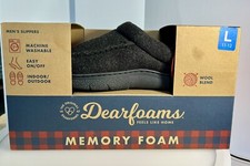 Dearfoams Men's Memory Foam Slippers Black 11-12 Large New With Box