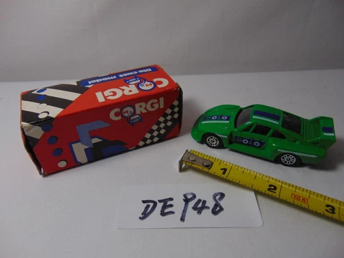 Vintage Corgi Toys Diecast Car NOS IOB 1985 Porsche 935 Race Car Polo Green