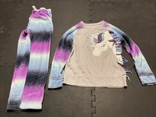 Justice Girls Size 8 Foil Unicorn Mane 2 Piece Pajama Set