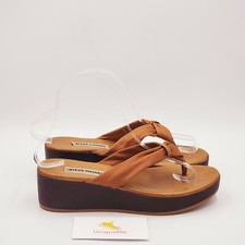 Steve Madden Platform leather slippers Size 6.5 Medium Brown A782