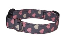 Wet Nose Designs Blushing Pink Hearts Dog Collar on Gray Love Pink Valentines