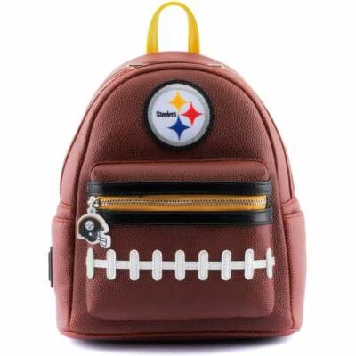 Loungefly NFL Pittsburgh Steelers Pigskin Logo Mini Rucksack Handtasche Tote - Bild 1 von 3