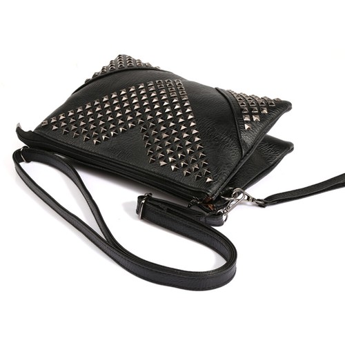 Black Stud Rivet Women Shoulder Bag - Picture 5 of 12