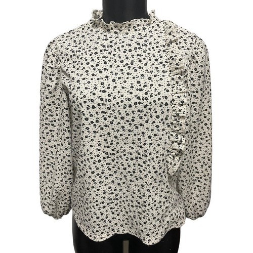Size 13-14 Zara Girls Ruffle Detail Long Sleeve Floral Print Girls Shirt Blouse - Picture 2 of 12