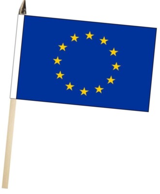 European Union Large Hand Flag With Wooden Pole (18'' x 12'')