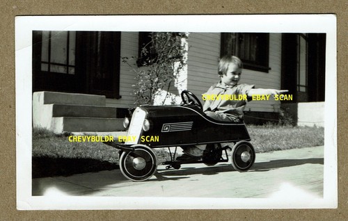 1930's "Taking a Trip In My New Ride" Vintage Pedal Car Snapshot Photograph