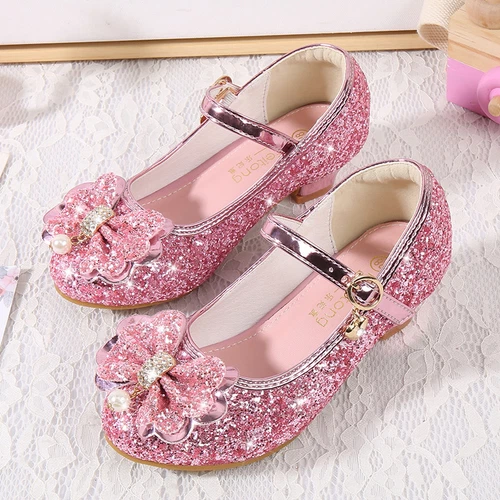 Kinder Mädchen Festliche Schuhe Absatz Glitzer Hochzeit Party Prinzessin Schuhe- - Bild 12 von 39