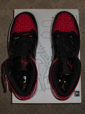 Nike Air Jordan 1 Mid SS GS Bred Text Black Gym Red 7Y NEW