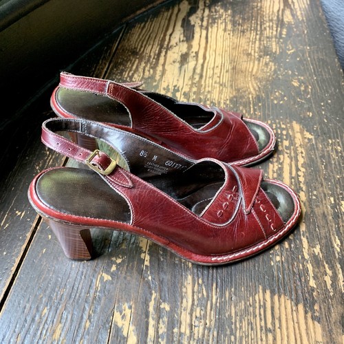 Vintage Leather Burgundy BOHO Shoes 3.5" Heel Size 8.5 - Picture 4 of 15
