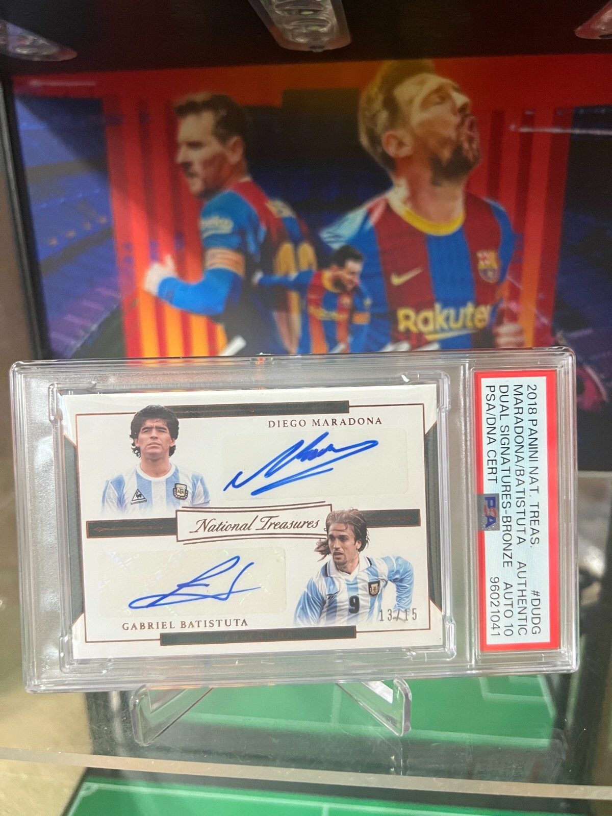 2018 National Treasures Maradona/Batistuta Bronze Dual Auto /15 PSA 10 view 20
