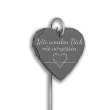 Schieferherz Grabstecker personalisierte Gravur Grabdeko Grabstein G12