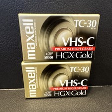 Maxwell VHS-C Video Tapes TC-30 HGX-Gold Premium High Grade New Sealed 2 Tapes