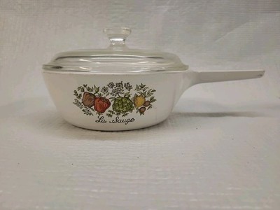 CORNING WARE VTG Spice of Life P-81-B La Sauge  1 Pint Dish w/ P-81-C Pyrex Lid