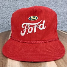 Vintage Ford Hat Cap Snap Back Red Corduroy Script Trucks Trucker Mens Vintage Ford Hat Cap Snap Back Red Corduroy Script Trucks Trucker Mens