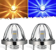 Partsam 2Pcs Dual Color Amber/Blue LED Glass Lens Watermelon Lights