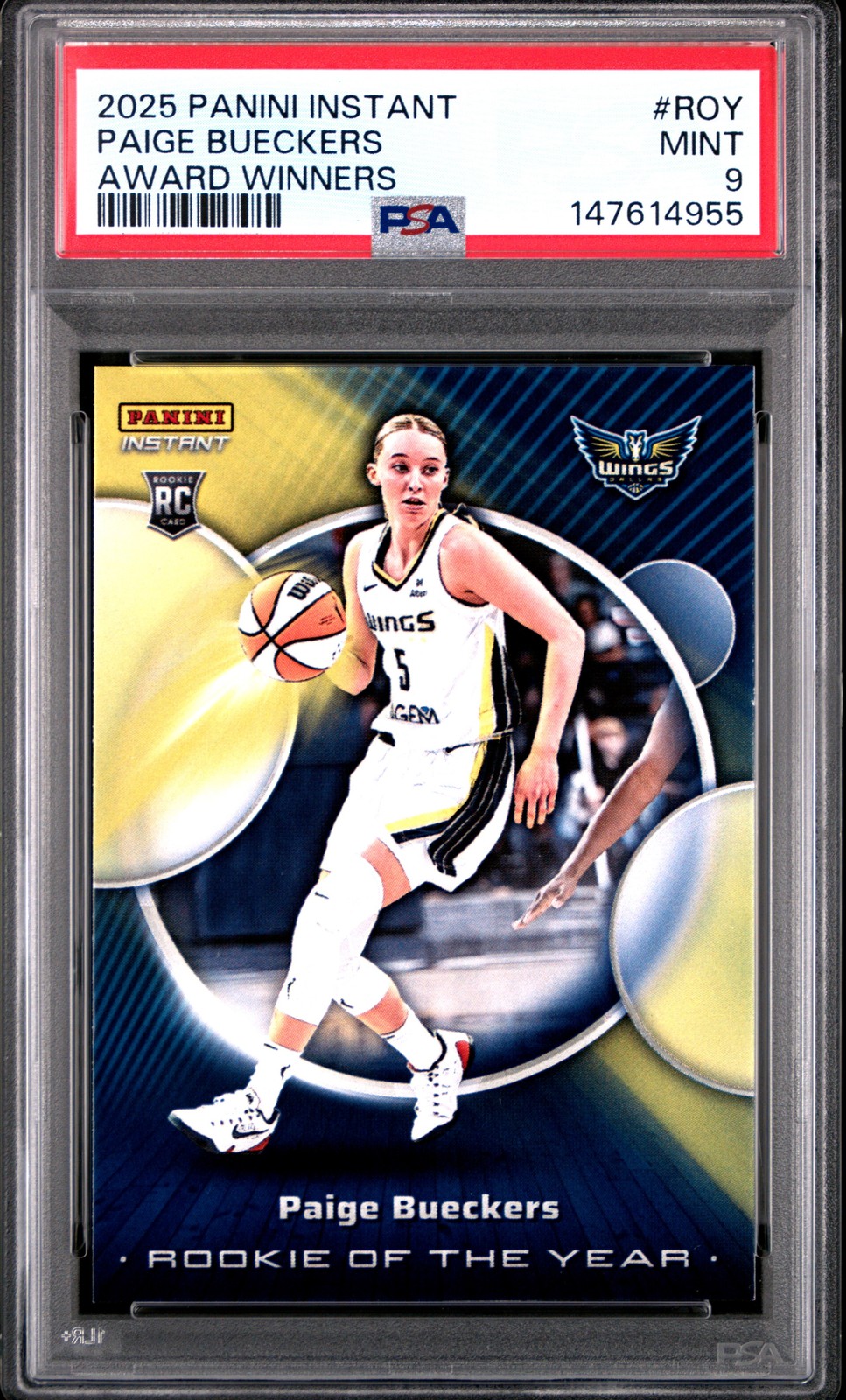 2025 PANINI INSTANT WNBA AWARD WINNERS #ROY PAIGE BUECKERS PSA 9