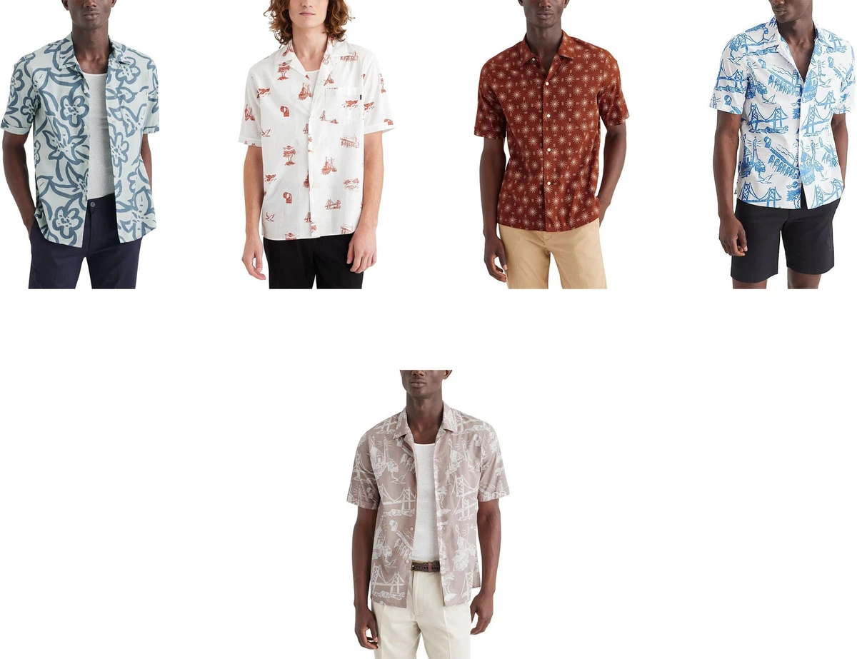 DOCKERS Linen Short Sleeve Casual Button-Down Shirts for Men for 