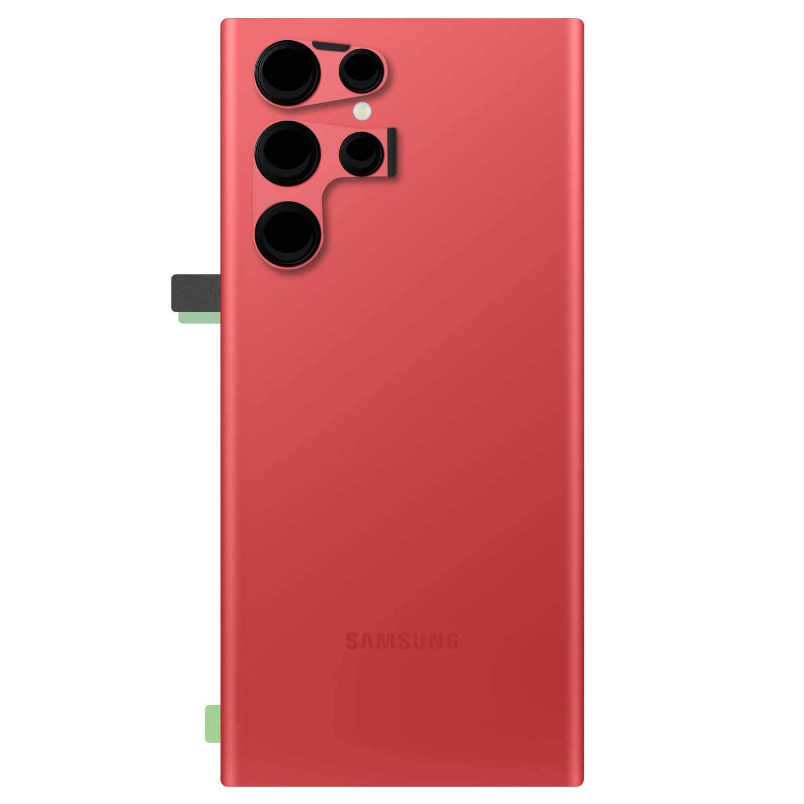 Réparer une vitre cassée de Galaxy S22 Ultra avec le cache batterie Samsung rouge officiel