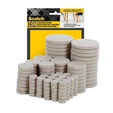 Scotch Felt Furniture Floor Protectors Beige Assorted Sizes 162 Pack