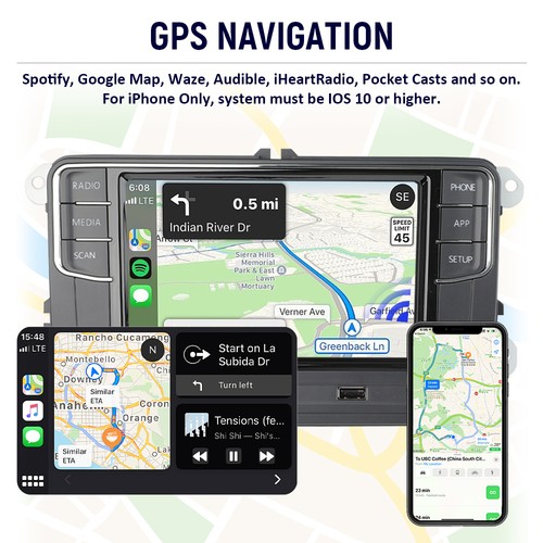 6.5" Wireless Android Auto CarPlay Radio RCD440 Plus RCD330 Für VW Golf MK6 CC - Bild 7 von 16