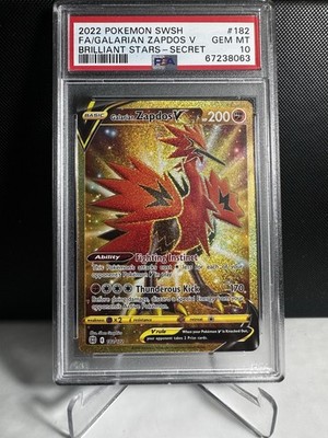 Pokemon! PSA 10 Galarian Zapdos V 182/172 - Gold Secret Rare - Gem