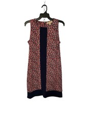 MICHAEL Kors Navy Blue Pink Floral A-Line Midi Dress Women’s Medium Stretch Zip
