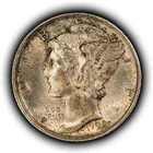 1920 10c Mercury Silver Dime - Looks FSB - Original Toning - UNC - SKU-Y6785