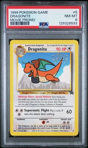 1999 POKEMON GAME MOVIE PROMO #5 DRAGONITE PSA 8