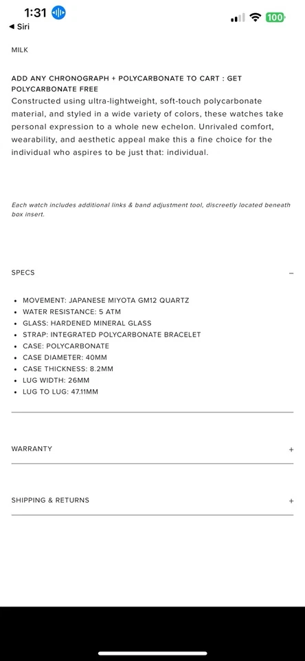 Marca Aura fabricada en material policarbonato, leche/blanco roto Ideal para uso casual Foto 3 de 4