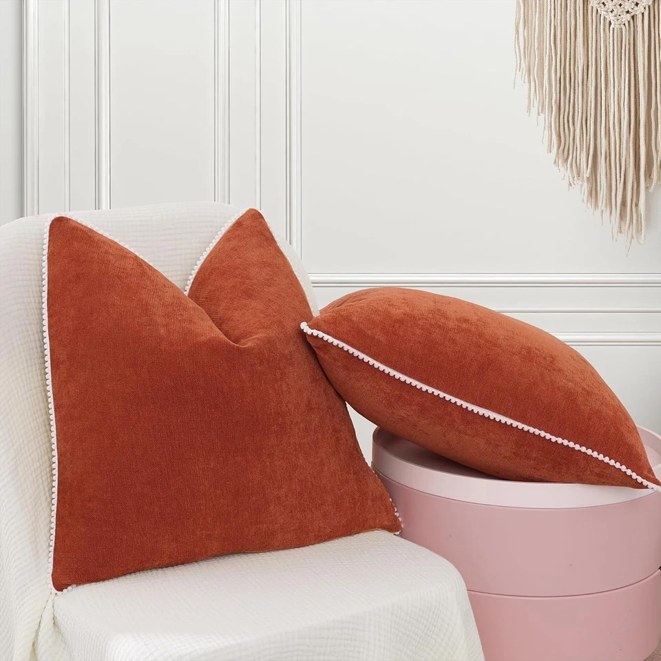 Juego de 2 fundas de almohada boho 18x18 - naranja quemado Foto 2 de 4