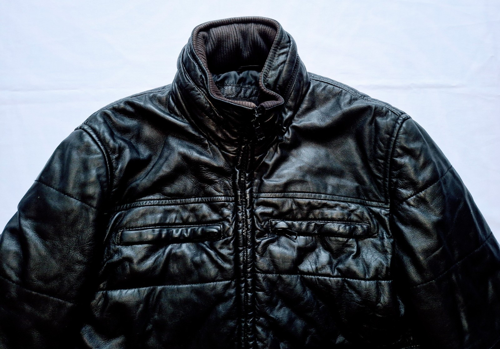 Zara, Misfits Leather Bomber Down Jacket Size L (40) image 6