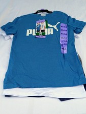 Puma Boys XS 5/6 4 Piece Set Blue White T-Shirts Shorts NWT