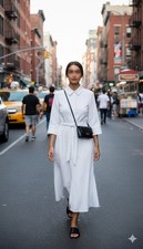 Zara White Stripped Belted Midi Shirt Dress Size L RRP £59.99 NEW WITH TAG !