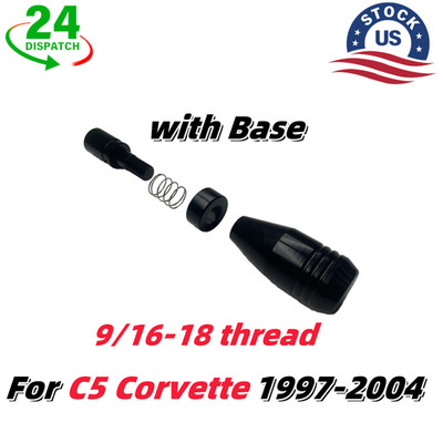 Aluminum Shift Knob 9/16-18 thread For C5 Corvette 1997-2004 Black w/ Base