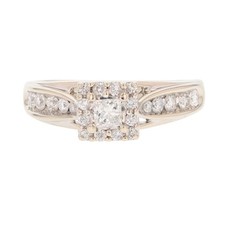 .61ctw Princess Cut Diamond Halo Engagement Ring 14k White Gold Size 7.5