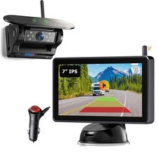 Wireless Solar Magnetic Backup Camera 7" Monitor DVR BSD kit Car Truck Reverse