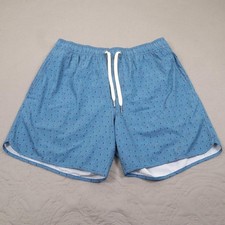 Fair Harbor Shorts Mens Large Blue Geometric Lined Swim Active Quick Dry Elastic