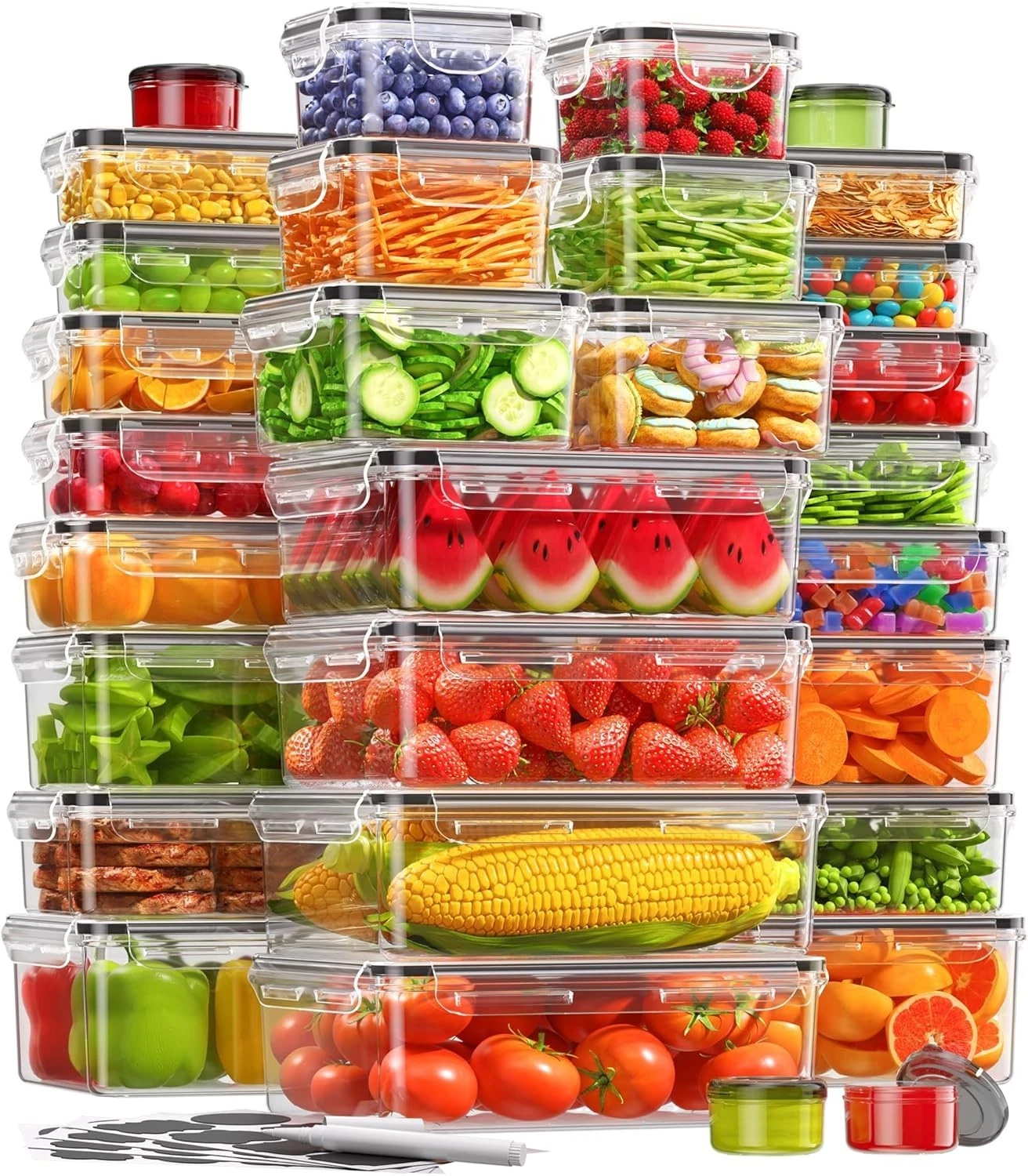 60 PCS Food Storage Containers W/ Lids BPA-Free Plastic Food Containers Kitchen