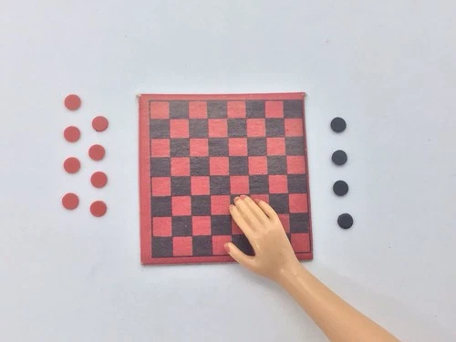 Vintage 1966 Skipper Rainy Day Checkers Game Board & Chips Set Incomplete