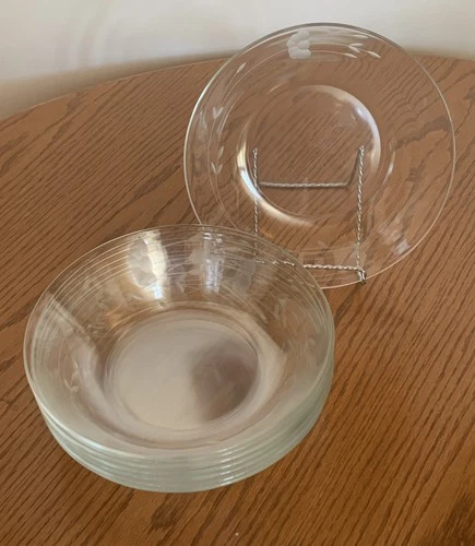 Set Of 8 PRINCESS HOUSE Heritage Clear Crystal Floral Etched Pasta Bowls 8”