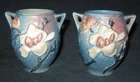 Pair Roseville Vases Magnolia Flowers Double Handles no. 86-4