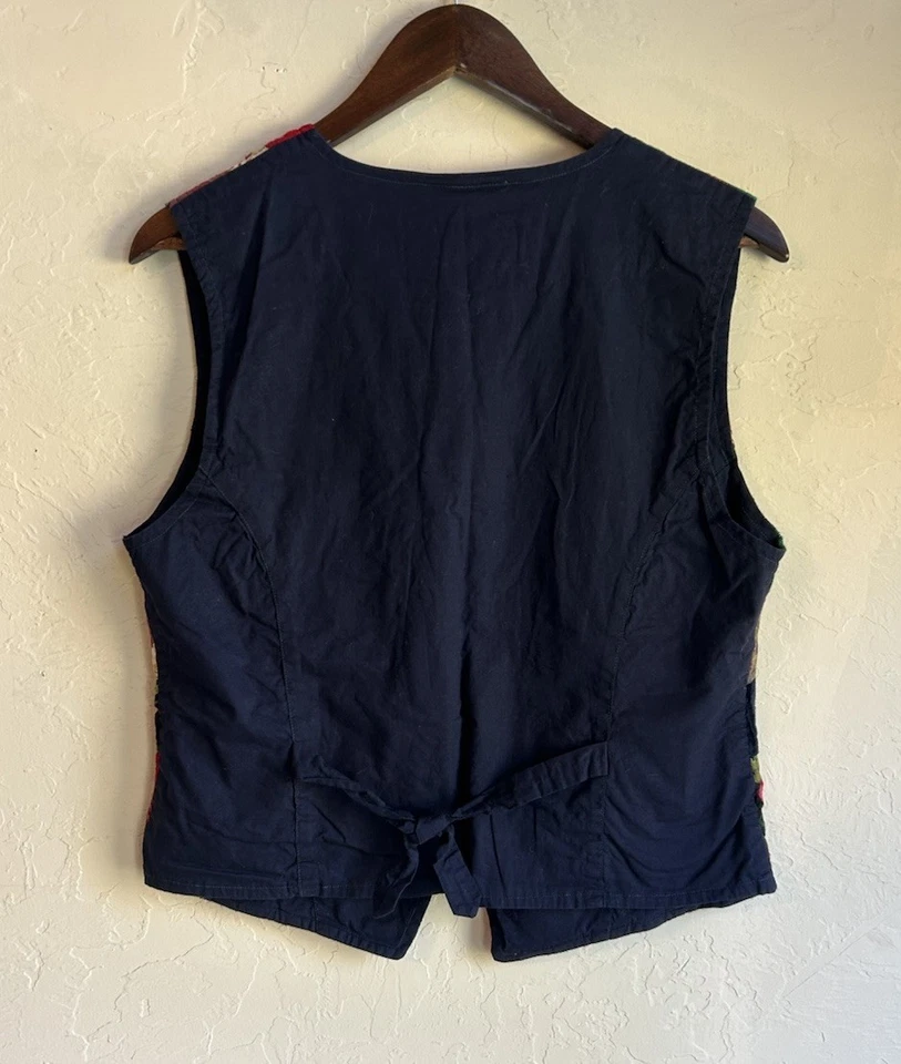 Colete Vintage Algodão Express L Patchwork Veludo Botão Xadrez Floral Grunge Boho - Imagem 2 de 4