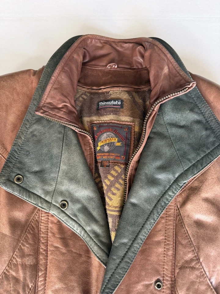 Chaqueta Bomber De Colección Wilsons Adventure Encuadernada Cuero Marrón Gamuza Aislante Para Hombres M Foto 2 de 4