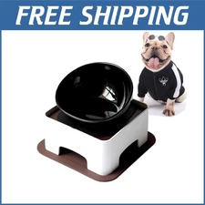 Ergonomic Tilted Anti-Slip Ceramic Pet Bowl for Flat-Faced Dogs & Cats 1.5 Cup