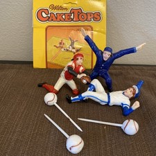 Vintage Baseball Cake Toppers Trio Wilton 1979
