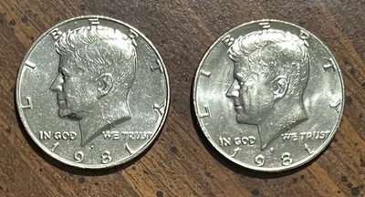1981 PD BU Kennedy Half Dollars - 2 great coins from mint sets