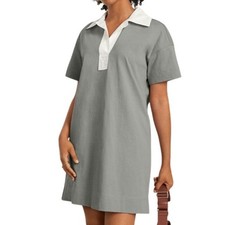 Everlane The Organic Cotton Polo Dress~Size XS~Fog Sage Green Mini NWT L12 30