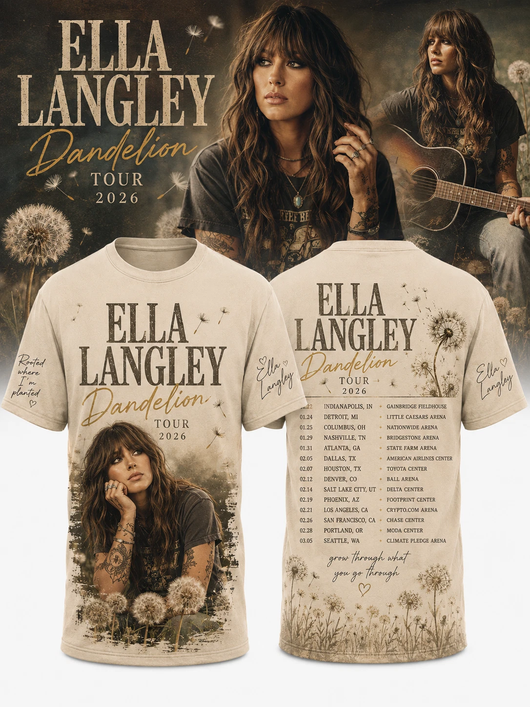 Ella Langley – Dandelion Tour 2026 3D T-Shirt Full Size