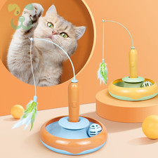 2 in 1 Pet Cat Toy with Feather for Self-Play Cat Turntable Pets Supplies Cat To